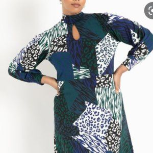 A line printed  keyhole dress